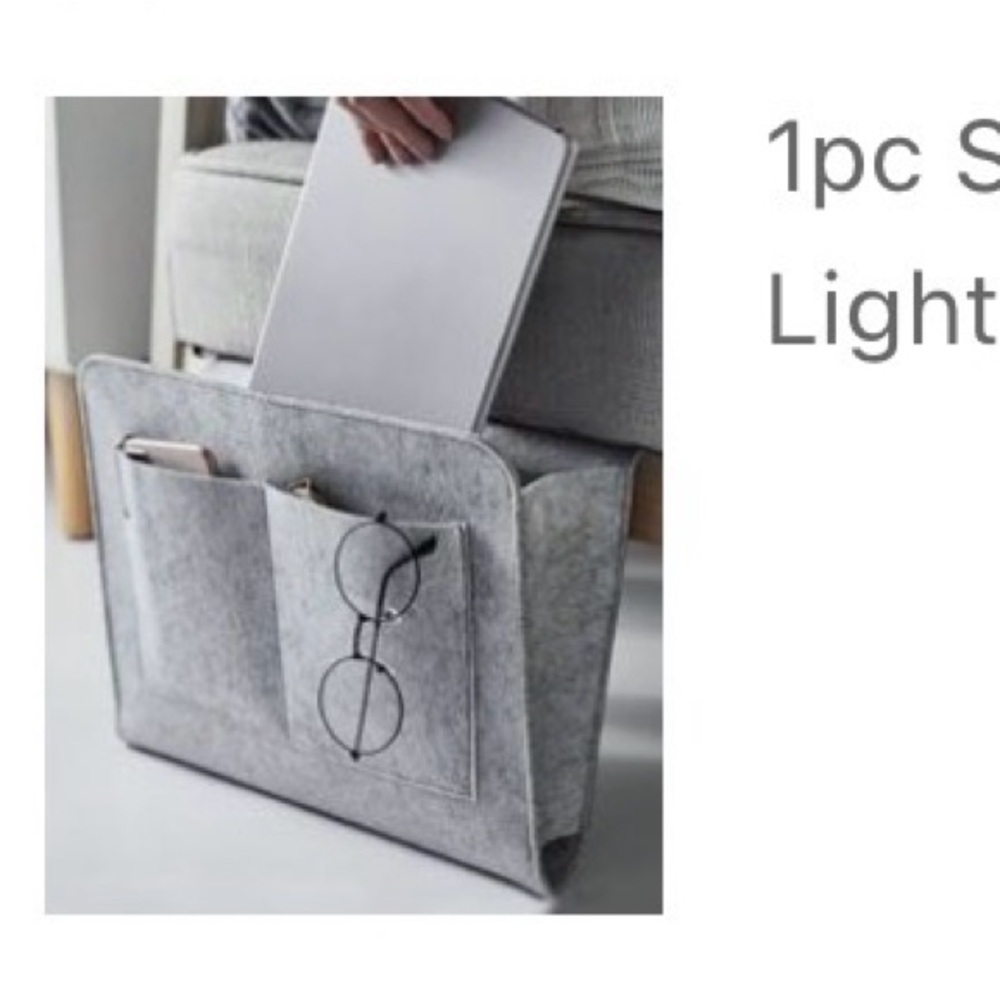 Gray Felt Bedside Organizer